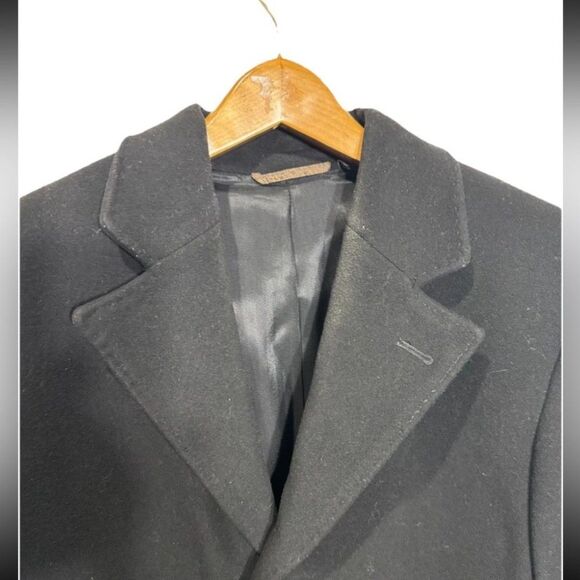 Joseph Abboud Men's Black Wool Cashmere Blend  Overcoat Topcoat Peacoat Size 46R - Picture 4 of 12